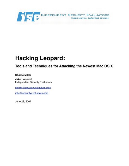 Hacking Leopard: - Black Hat