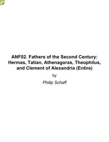 ANF02. Fathers of the Second Century - Documenta Catholica Omnia