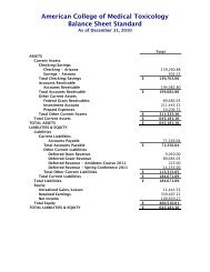 2010 Balance Sheet Standard - American College of Medical ...