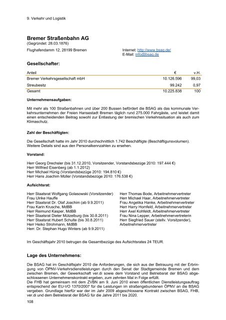 Bericht über Beteiligungen, Eigenbetriebe und Museumsstiftungen ...