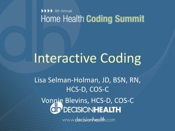 Vonnie and Lisa's Interactive Coding - Selman-Holman & Associates