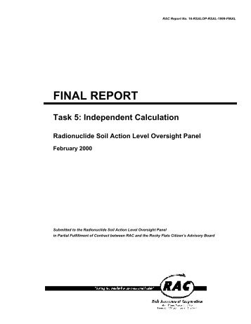 Task 5: Independent Calculation of Soil Action Levels - Rocky Flats ...