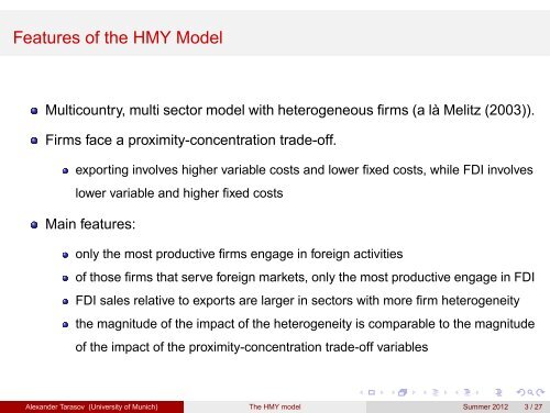 The HMY model: Slides