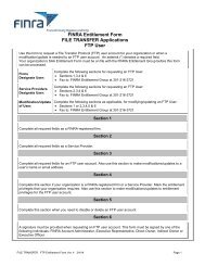 FINRA Entitlement Form File Transfer Applications FTP User