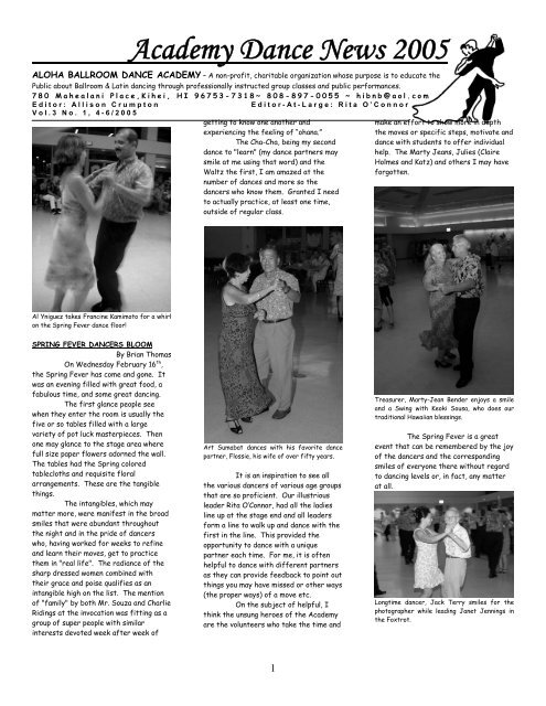 Academy Dance News 2005 - Latin and Ballroom Dancing on Maui
