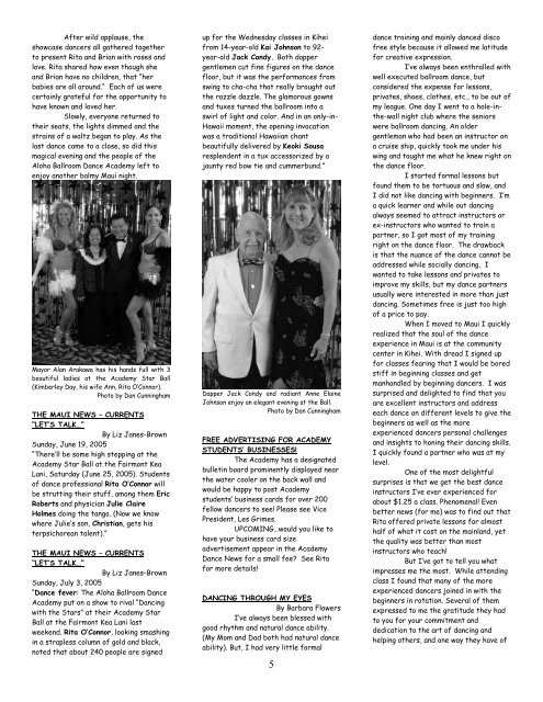 Academy Dance News 2005 - Latin and Ballroom Dancing on Maui