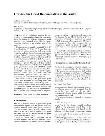 Gravimetric Geoid Determination in the Andes - ResearchGate