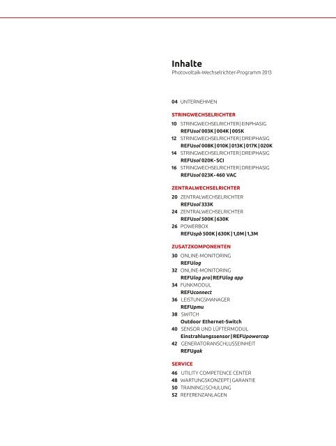 Photovoltaik-Wechselrichter-Programm - Refusol