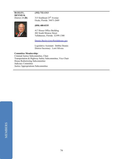 Directory of The Florida House of Representatives Speaker Dean ...