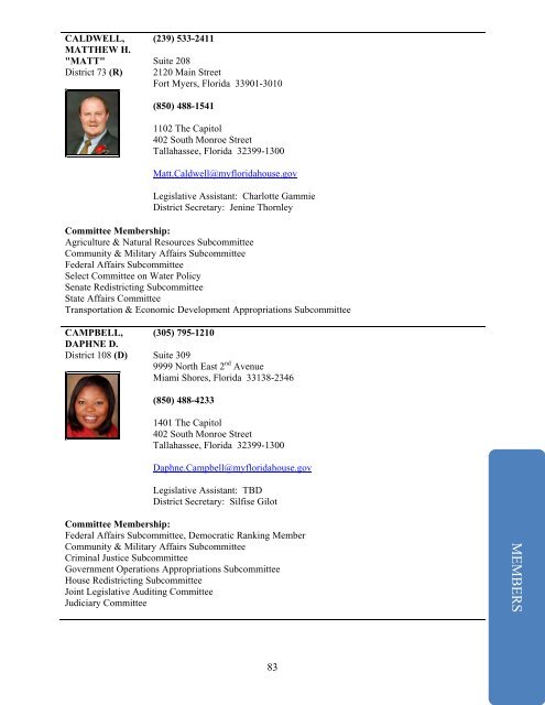 Directory of The Florida House of Representatives Speaker Dean ...