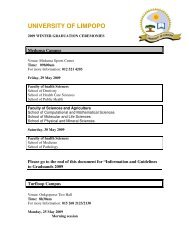 information and guidelines to graduands 2009 - University of Limpopo