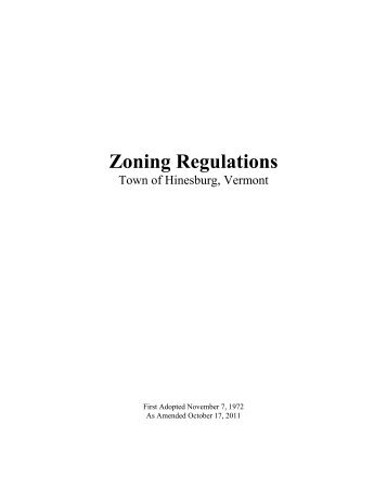 Zoning Regulations - The Town of Hinesburg