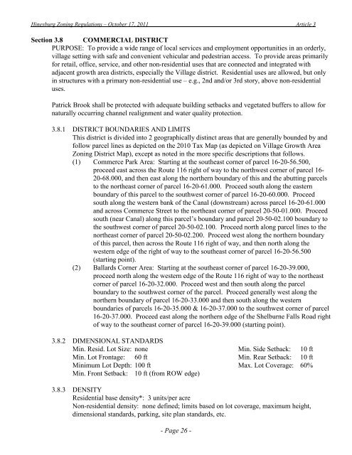 Zoning Regulations - The Town of Hinesburg