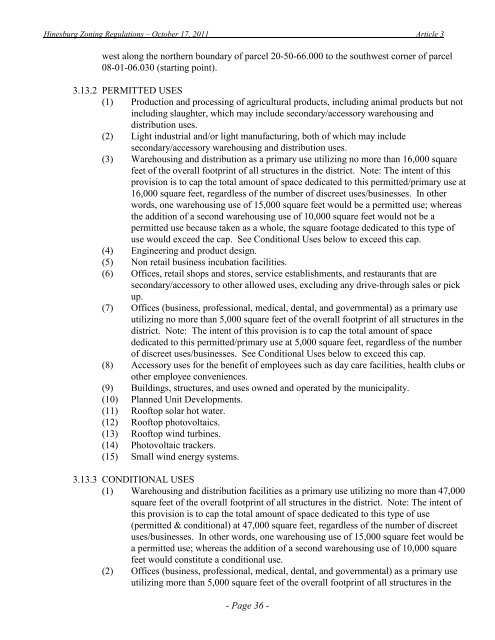 Zoning Regulations - The Town of Hinesburg