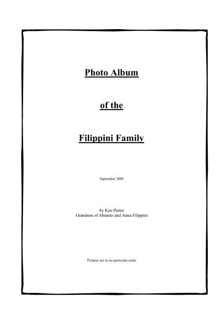 Photo Album of the Filippini Family - New Page 1