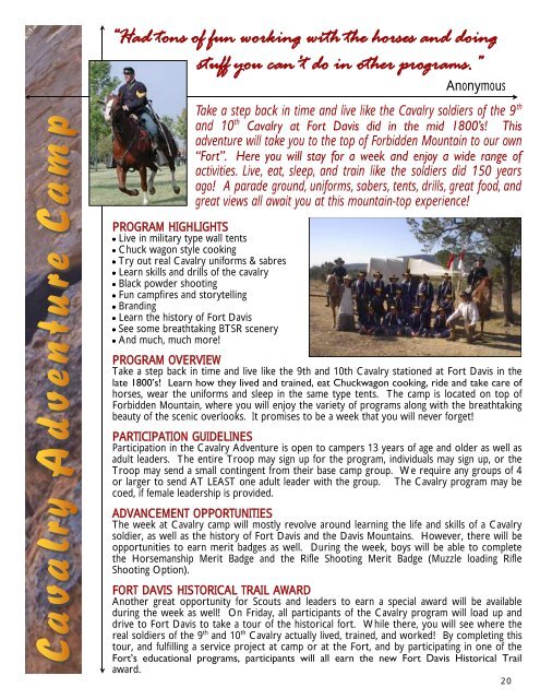 BTSR High Adventure Catalog - Buffalo Trail Council