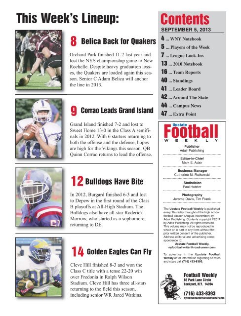 Upstate Football Weekly - New York State Sportswriters Association