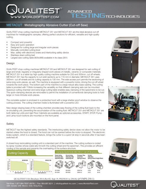 Metallographic cut-off machines and samplers