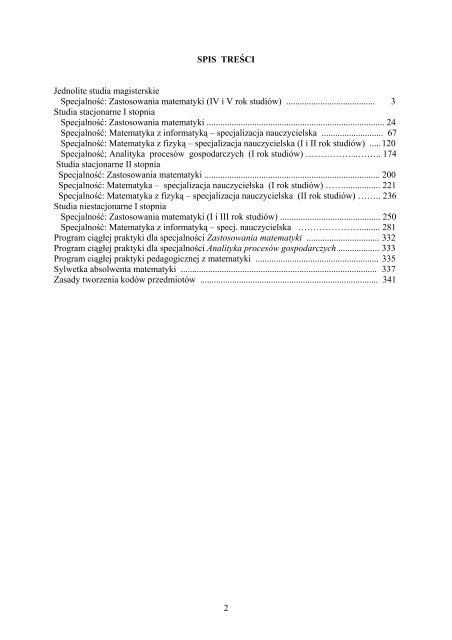 pakiet ECTS - Matema.. - Uniwersytet SzczeciÅski