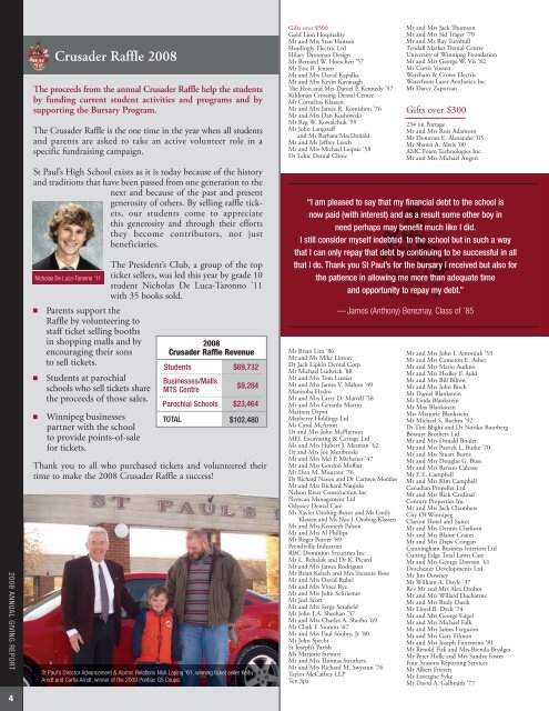 2008 Annual Giving Report - St Paul's High School