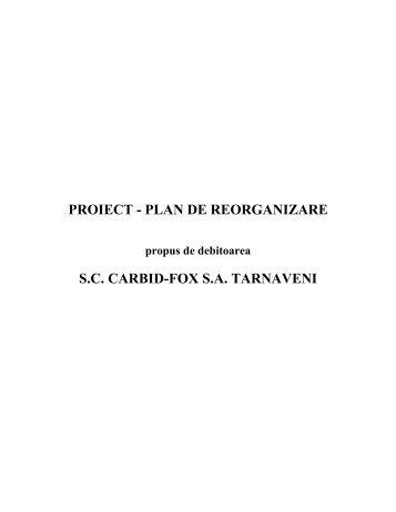 proiect - plan de reorganizare sc carbid-fox sa tarnaveni - Estinvest