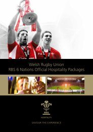Welsh Rugby Union RBS 6 nations Official hospitality packages