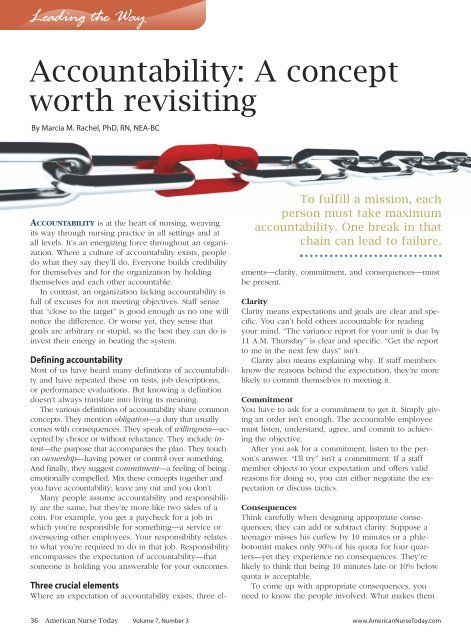 Accountability A Concept Worth Revisiting American Nurse Today