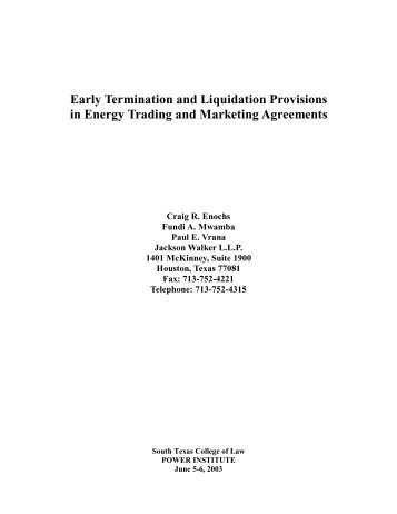 Early Termination and Liquidation Provisions in Energy Trading and ...