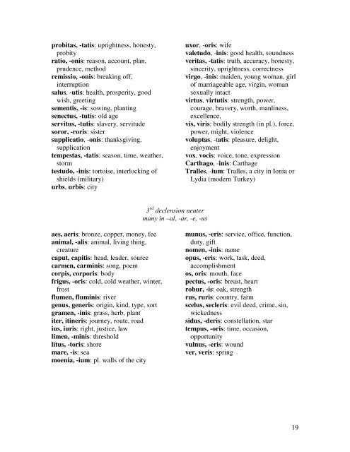 Latin Vocabulary for Review