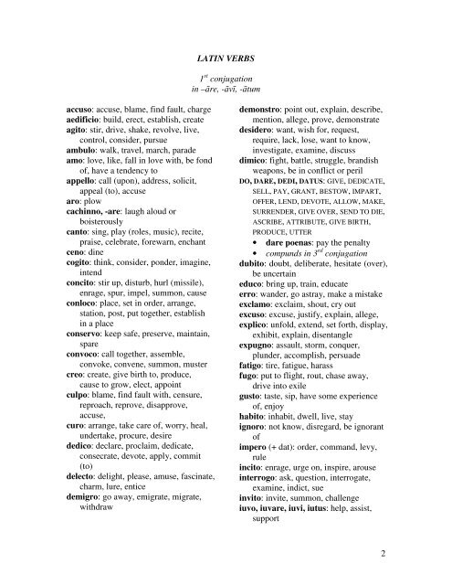 Latin Vocabulary for Review