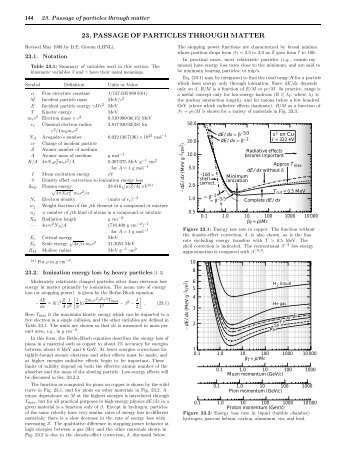 23. passage of particles through matter - Particle Data Group