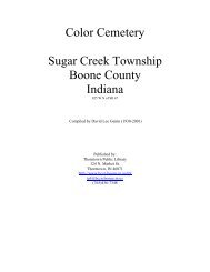 Color Cemetery Sugar Creek Township Boone County Indiana