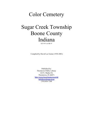 Color Cemetery Sugar Creek Township Boone County Indiana