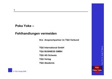 Poka Yoke – Fehlhandlungen vermeiden