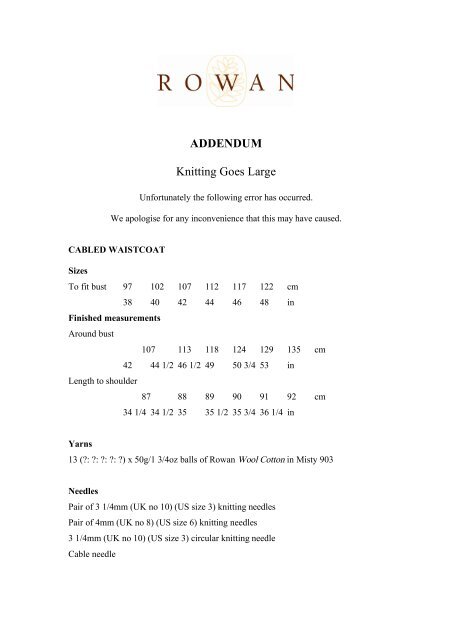 Rowan Patterns Pdf Download PDF - Rowan