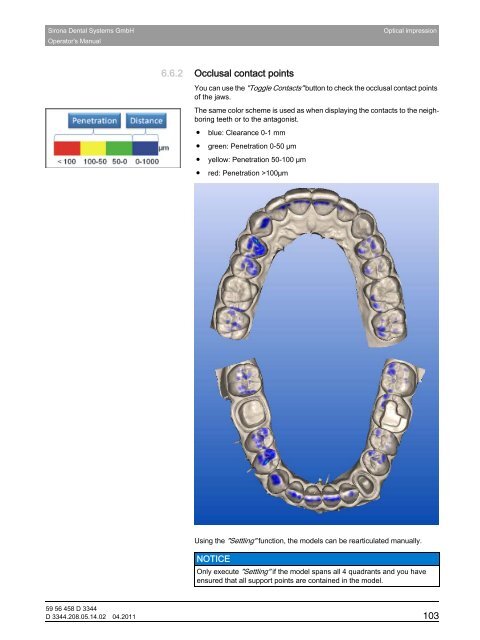 Operator's Manual - Sirona - Technical Documentation