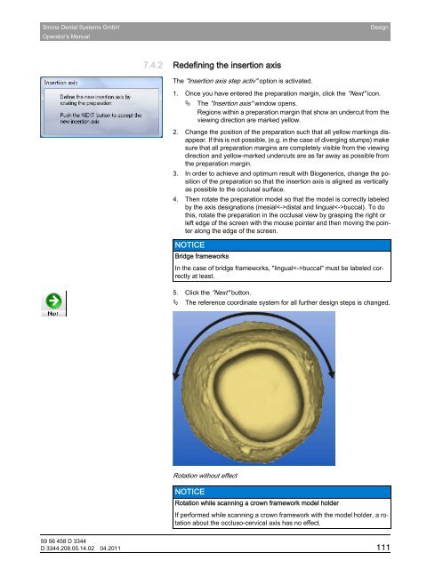 Operator's Manual - Sirona - Technical Documentation