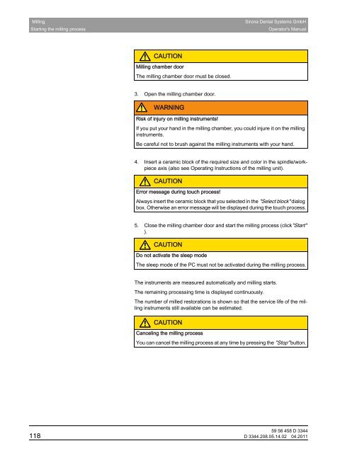 Operator's Manual - Sirona - Technical Documentation