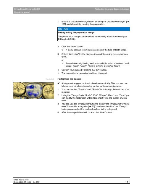 Operator's Manual - Sirona - Technical Documentation