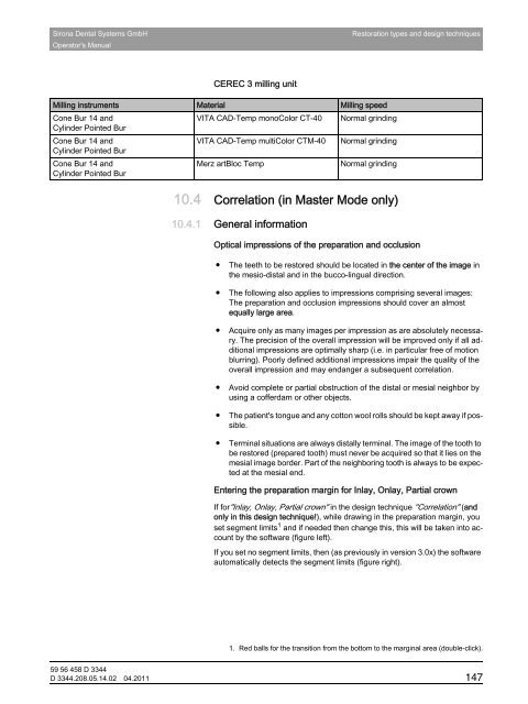 Operator's Manual - Sirona - Technical Documentation
