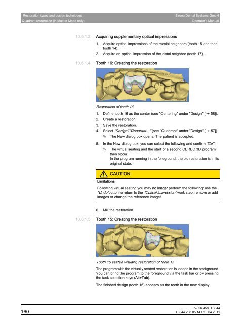 Operator's Manual - Sirona - Technical Documentation