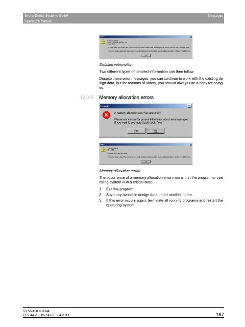 Operator's Manual - Sirona - Technical Documentation