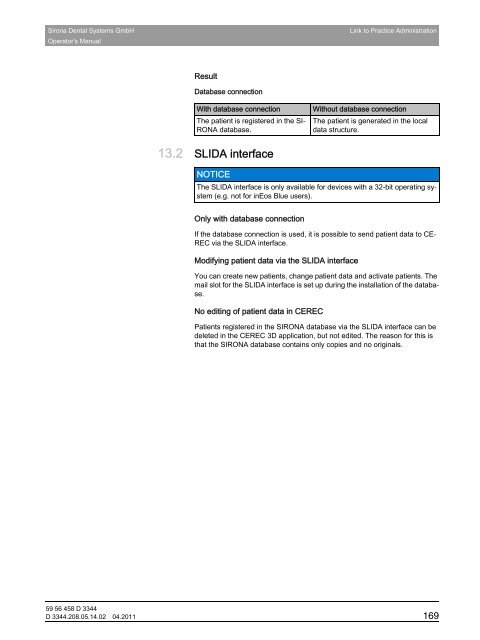 Operator's Manual - Sirona - Technical Documentation