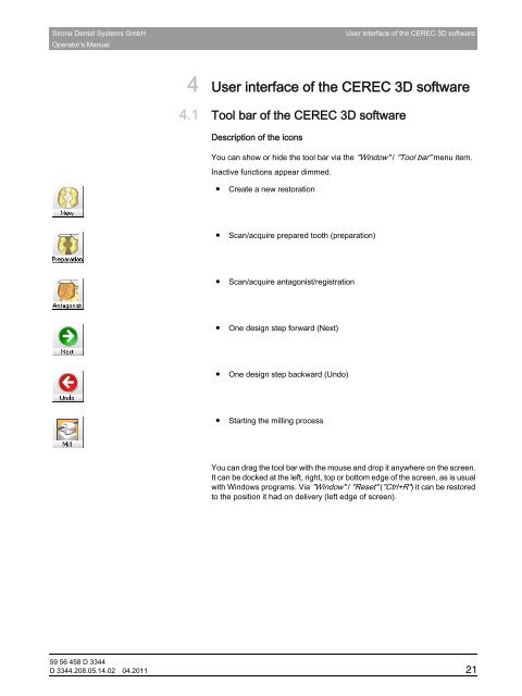 Operator's Manual - Sirona - Technical Documentation