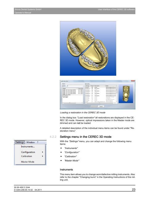 Operator's Manual - Sirona - Technical Documentation