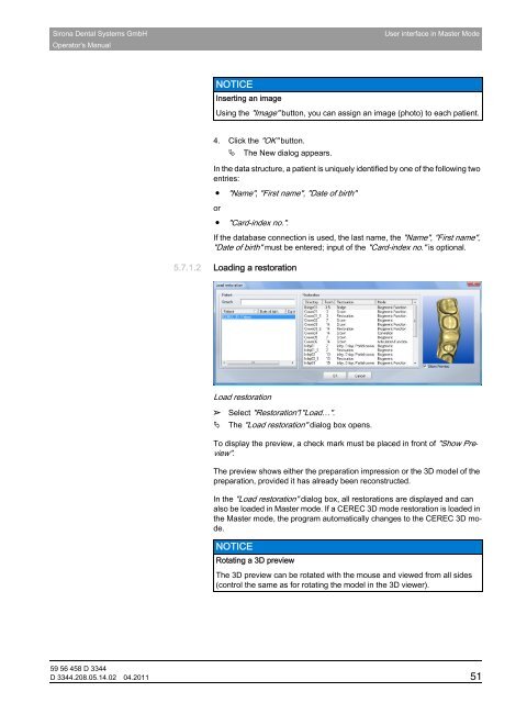 Operator's Manual - Sirona - Technical Documentation