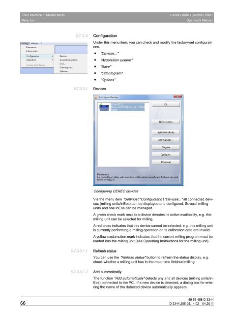 Operator's Manual - Sirona - Technical Documentation