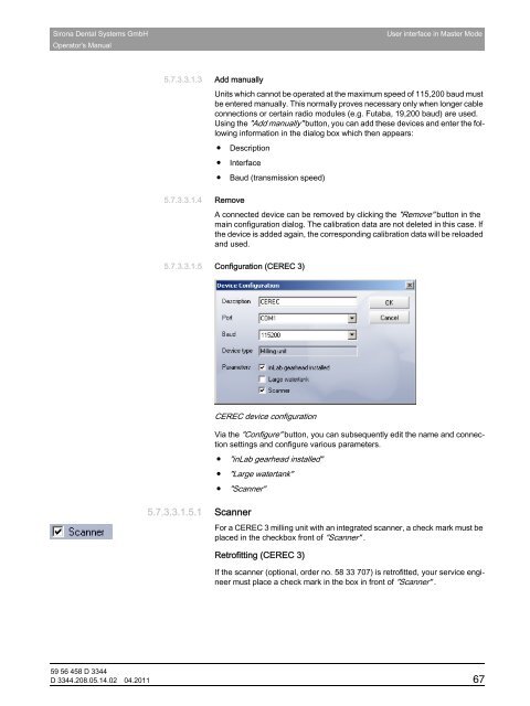 Operator's Manual - Sirona - Technical Documentation