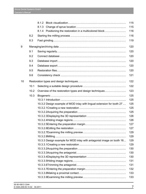 Operator's Manual - Sirona - Technical Documentation