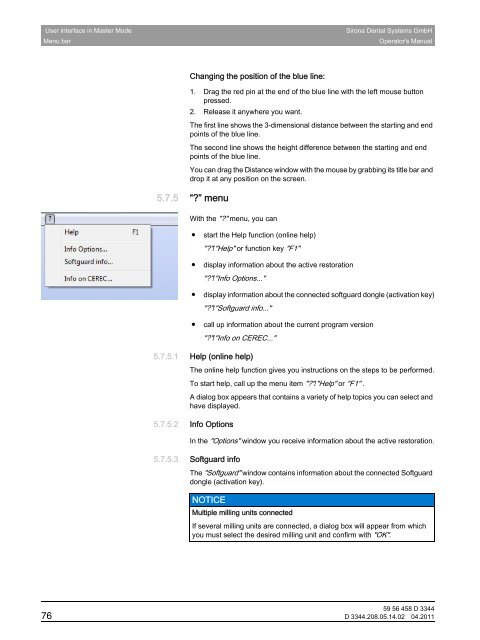 Operator's Manual - Sirona - Technical Documentation